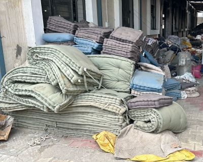 Water and Smoke Affected Stock of Carpets, Cushions Chairpad, Cotton Fabric, Slub Fabrics, Bathmat & other items